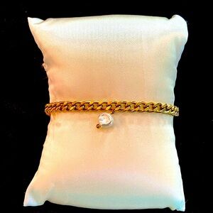 Costume Gold Bracelet with faux pearl charm